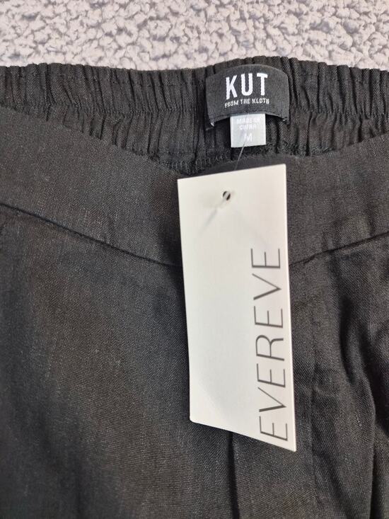 KUT Pants - NWT KUT Linen Pants Women's Size M Black Wide Leg High Rise Trouser (1355)